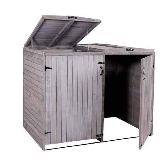 屋外用収納ボックス 木製 - ガーデンやバルコニーで使用 - 主材質は天然木 - 110 x 80 x 80